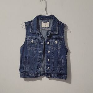 Denim Vest with Button Closure